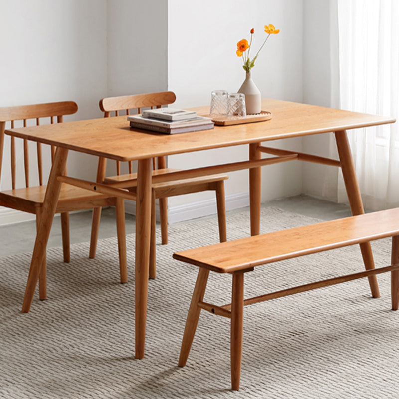 Contemporary Rectangular Dining Table Brown Solid Wood Table Top Clearhalo 'Dining Tables & Seating' 'Dining Tables' 'dining_table' 'furn' 'furn_dining_table' 'Furniture' 'Kitchen & Dining Furniture' 7777720