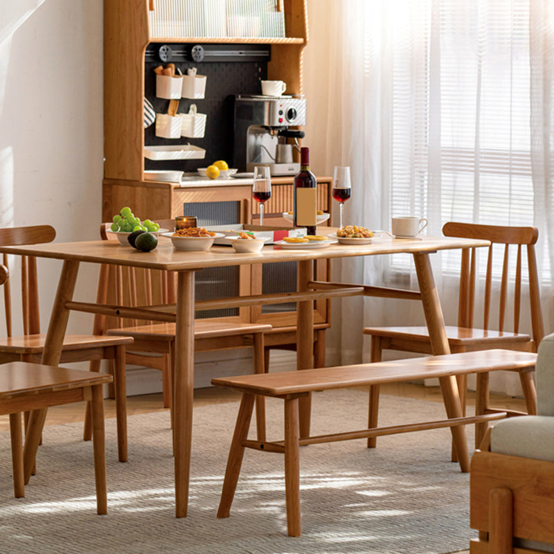 Contemporary Rectangular Dining Table Brown Solid Wood Table Top Clearhalo 'Dining Tables & Seating' 'Dining Tables' 'dining_table' 'furn' 'furn_dining_table' 'Furniture' 'Kitchen & Dining Furniture' 7777721