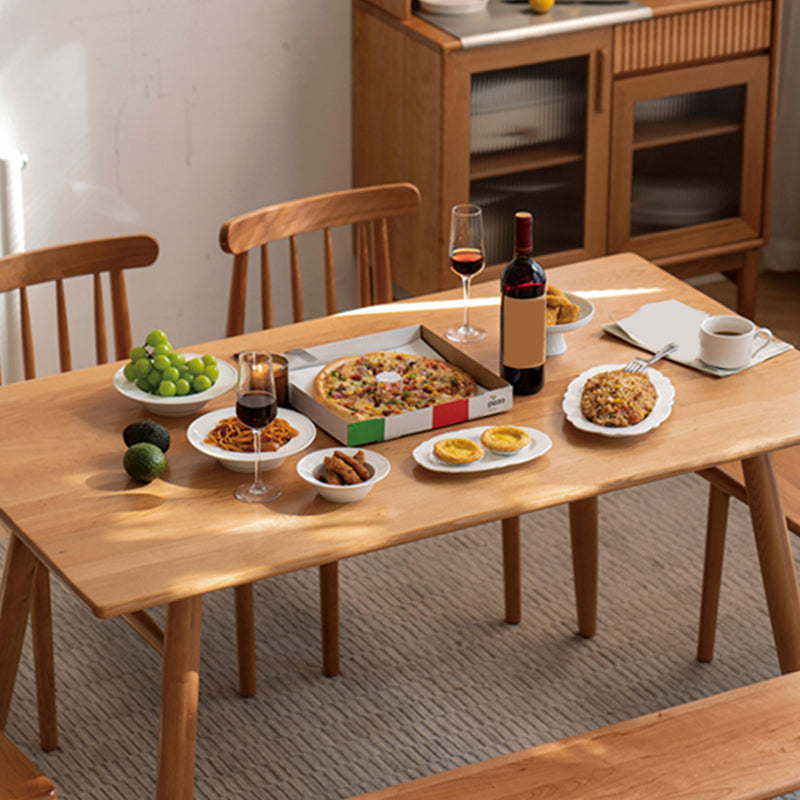 Contemporary Rectangular Dining Table Brown Solid Wood Table Top Clearhalo 'Dining Tables & Seating' 'Dining Tables' 'dining_table' 'furn' 'furn_dining_table' 'Furniture' 'Kitchen & Dining Furniture' 7777725