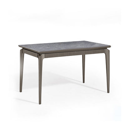 Gray Contemporary Rectangular Stone Dining Table with Solid Wood Legs Without Chairs Clearhalo 'Dining Tables & Seating' 'Dining Tables' 'dining_table' 'furn' 'furn_dining_table' 'Furniture' 'Kitchen & Dining Furniture' 7777730