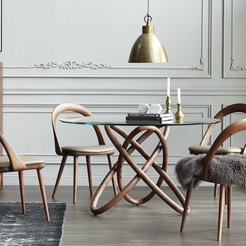 Modern Round Glass Clear Top Dining Table with Single Pedestal Clearhalo 'Dining Tables & Seating' 'Dining Tables' 'dining_table' 'furn' 'furn_dining_table' 'Furniture' 'Kitchen & Dining Furniture' 7777738