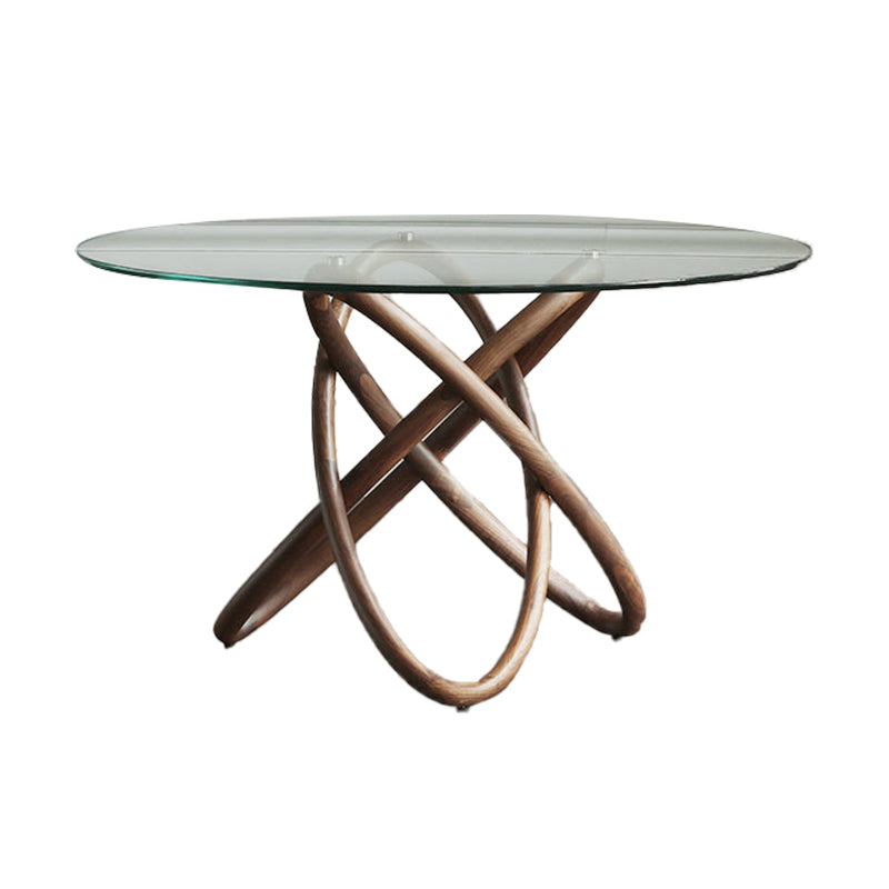 Modern Round Glass Clear Top Dining Table with Single Pedestal Clearhalo 'Dining Tables & Seating' 'Dining Tables' 'dining_table' 'furn' 'furn_dining_table' 'Furniture' 'Kitchen & Dining Furniture' 7777742