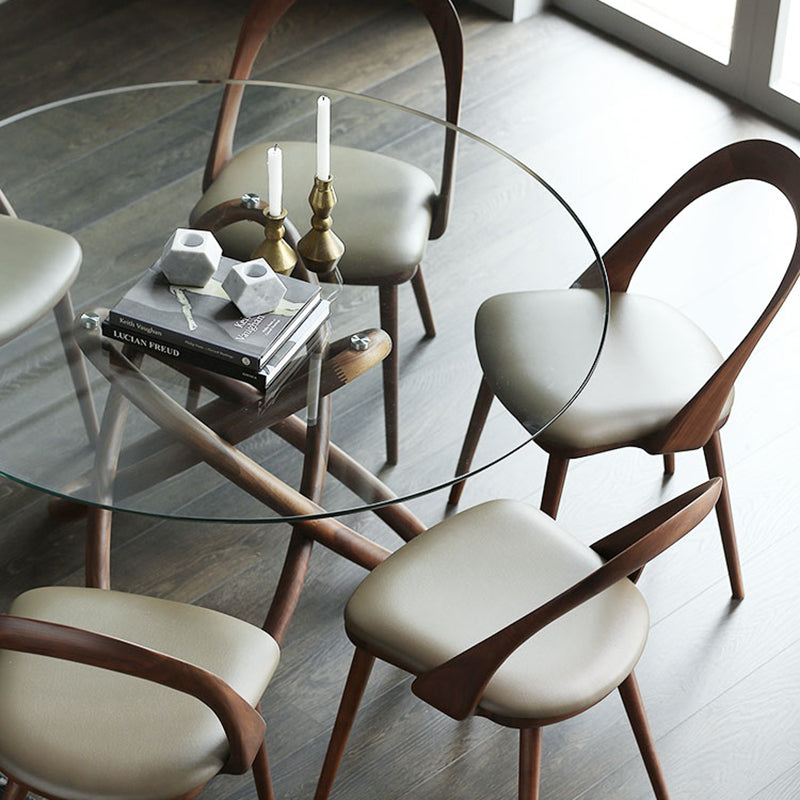 Modern Round Glass Clear Top Dining Table with Single Pedestal Clearhalo 'Dining Tables & Seating' 'Dining Tables' 'dining_table' 'furn' 'furn_dining_table' 'Furniture' 'Kitchen & Dining Furniture' 7777744