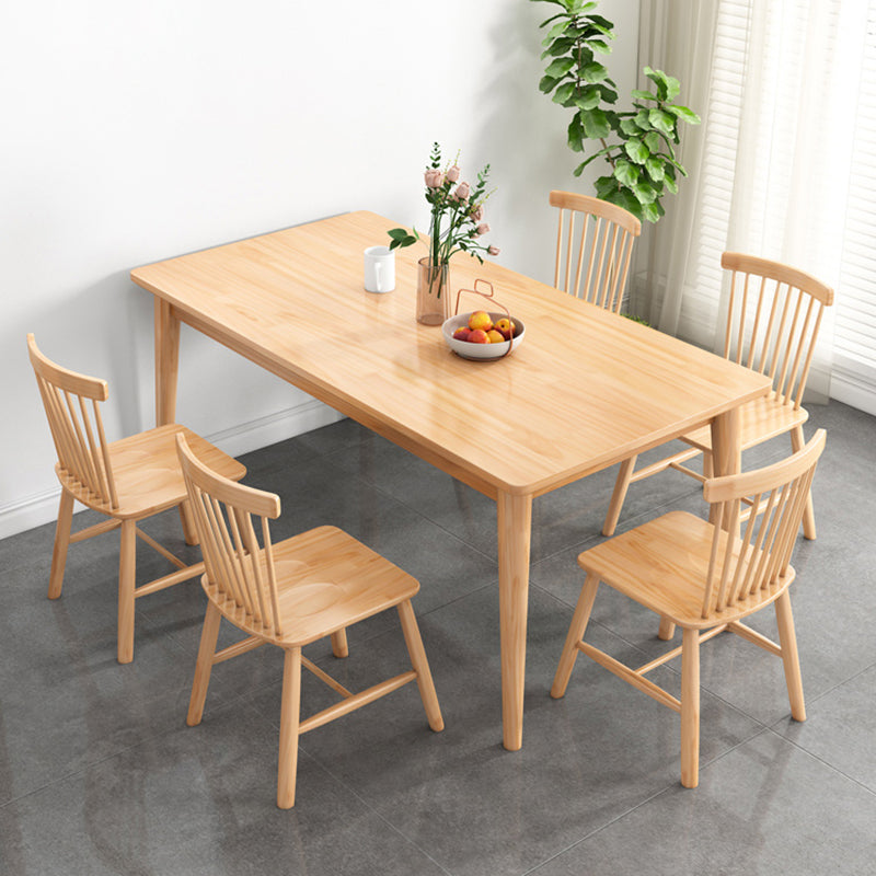 Modern Rectangular Natural Rubberwood Dining Table with 4 Legs Clearhalo 'Dining Tables & Seating' 'Dining Tables' 'dining_table' 'furn' 'furn_dining_table' 'Furniture' 'Kitchen & Dining Furniture' 7777765