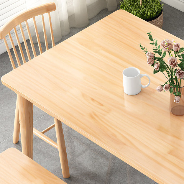 Modern Rectangular Natural Rubberwood Dining Table with 4 Legs Clearhalo 'Dining Tables & Seating' 'Dining Tables' 'dining_table' 'furn' 'furn_dining_table' 'Furniture' 'Kitchen & Dining Furniture' 7777770