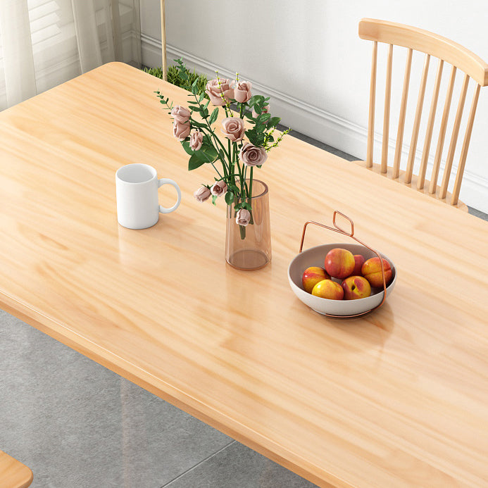Modern Rectangular Natural Rubberwood Dining Table with 4 Legs Clearhalo 'Dining Tables & Seating' 'Dining Tables' 'dining_table' 'furn' 'furn_dining_table' 'Furniture' 'Kitchen & Dining Furniture' 7777772
