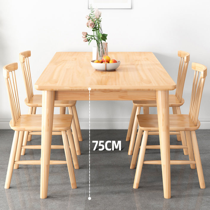 Modern Rectangular Natural Rubberwood Dining Table with 4 Legs Clearhalo 'Dining Tables & Seating' 'Dining Tables' 'dining_table' 'furn' 'furn_dining_table' 'Furniture' 'Kitchen & Dining Furniture' 7777773