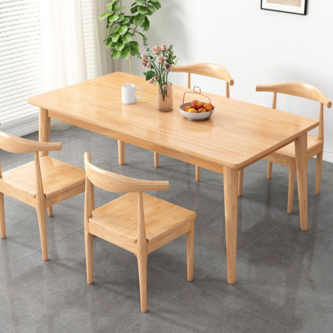 Modern Rectangular Natural Rubberwood Dining Table with 4 Legs Clearhalo 'Dining Tables & Seating' 'Dining Tables' 'dining_table' 'furn' 'furn_dining_table' 'Furniture' 'Kitchen & Dining Furniture' 7777774