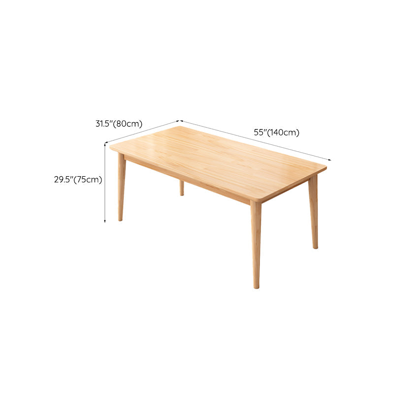 Modern Rectangular Natural Rubberwood Dining Table with 4 Legs Clearhalo 'Dining Tables & Seating' 'Dining Tables' 'dining_table' 'furn' 'furn_dining_table' 'Furniture' 'Kitchen & Dining Furniture' 7777777