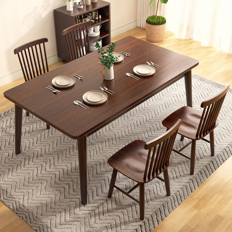 Modern Brown Rubberwood Top Dining Table with 4 Solid Wood Legs Clearhalo 'Dining Tables & Seating' 'Dining Tables' 'dining_table' 'furn' 'furn_dining_table' 'Furniture' 'Kitchen & Dining Furniture' 7777796
