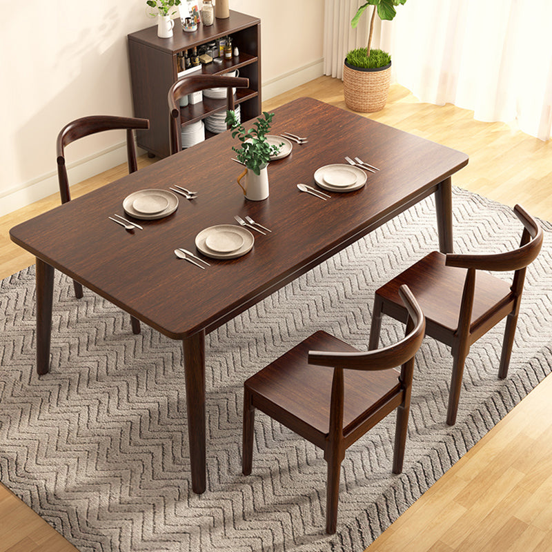 Modern Brown Rubberwood Top Dining Table with 4 Solid Wood Legs Clearhalo 'Dining Tables & Seating' 'Dining Tables' 'dining_table' 'furn' 'furn_dining_table' 'Furniture' 'Kitchen & Dining Furniture' 7777797