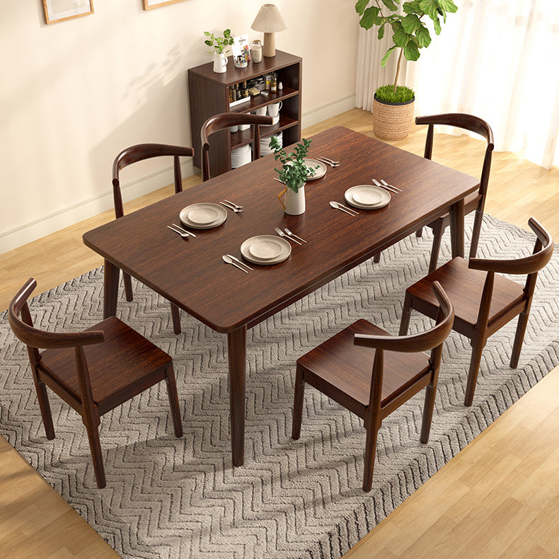 Modern Brown Rubberwood Top Dining Table with 4 Solid Wood Legs Clearhalo 'Dining Tables & Seating' 'Dining Tables' 'dining_table' 'furn' 'furn_dining_table' 'Furniture' 'Kitchen & Dining Furniture' 7777798