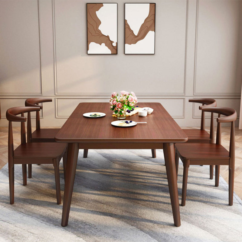 Modern Brown Rubberwood Top Dining Table with 4 Solid Wood Legs Clearhalo 'Dining Tables & Seating' 'Dining Tables' 'dining_table' 'furn' 'furn_dining_table' 'Furniture' 'Kitchen & Dining Furniture' 7777799