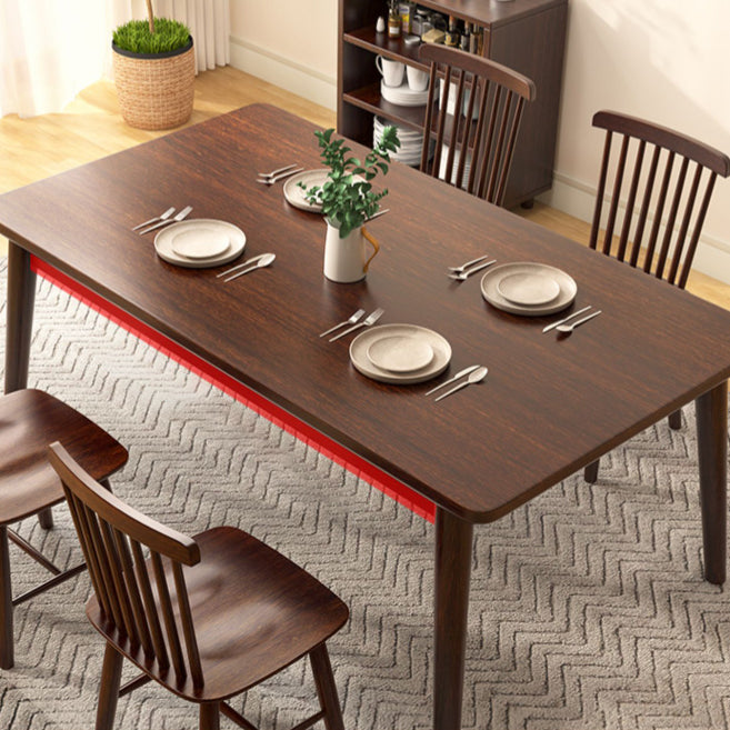 Modern Brown Rubberwood Top Dining Table with 4 Solid Wood Legs Clearhalo 'Dining Tables & Seating' 'Dining Tables' 'dining_table' 'furn' 'furn_dining_table' 'Furniture' 'Kitchen & Dining Furniture' 7777803
