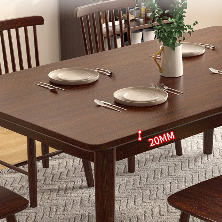 Modern Brown Rubberwood Top Dining Table with 4 Solid Wood Legs Clearhalo 'Dining Tables & Seating' 'Dining Tables' 'dining_table' 'furn' 'furn_dining_table' 'Furniture' 'Kitchen & Dining Furniture' 7777804
