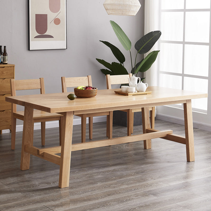 Modern Rectangular Light Brown Solid Wood Dining Table with Trestle Clearhalo 'Dining Tables & Seating' 'Dining Tables' 'dining_table' 'furn' 'furn_dining_table' 'Furniture' 'Kitchen & Dining Furniture' 7777827