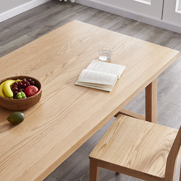 Modern Rectangular Light Brown Solid Wood Dining Table with Trestle Clearhalo 'Dining Tables & Seating' 'Dining Tables' 'dining_table' 'furn' 'furn_dining_table' 'Furniture' 'Kitchen & Dining Furniture' 7777831