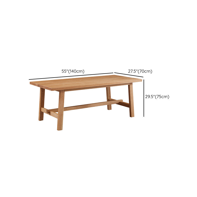 Modern Rectangular Light Brown Solid Wood Dining Table with Trestle Clearhalo 'Dining Tables & Seating' 'Dining Tables' 'dining_table' 'furn' 'furn_dining_table' 'Furniture' 'Kitchen & Dining Furniture' 7777840