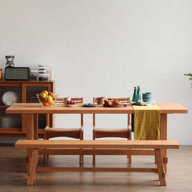 Contemporary Rectangular Solid Wood Tabletop Dining Table with Trestle Clearhalo 'Dining Tables & Seating' 'Dining Tables' 'dining_table' 'furn' 'furn_dining_table' 'Furniture' 'Kitchen & Dining Furniture' 7777842