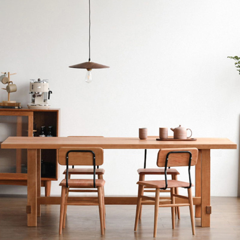 Contemporary Rectangular Solid Wood Tabletop Dining Table with Trestle Clearhalo 'Dining Tables & Seating' 'Dining Tables' 'dining_table' 'furn' 'furn_dining_table' 'Furniture' 'Kitchen & Dining Furniture' 7777843
