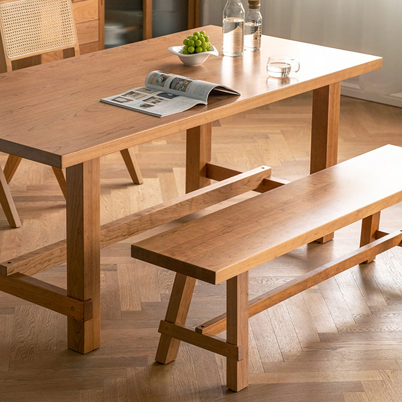 Contemporary Rectangular Solid Wood Tabletop Dining Table with Trestle Clearhalo 'Dining Tables & Seating' 'Dining Tables' 'dining_table' 'furn' 'furn_dining_table' 'Furniture' 'Kitchen & Dining Furniture' 7777849