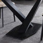 Modern Stone Top White Rectangular Dining Table with Black X-Base Clearhalo 'Dining Tables & Seating' 'Dining Tables' 'dining_table' 'furn' 'furn_dining_table' 'Furniture' 'Kitchen & Dining Furniture' 7777872