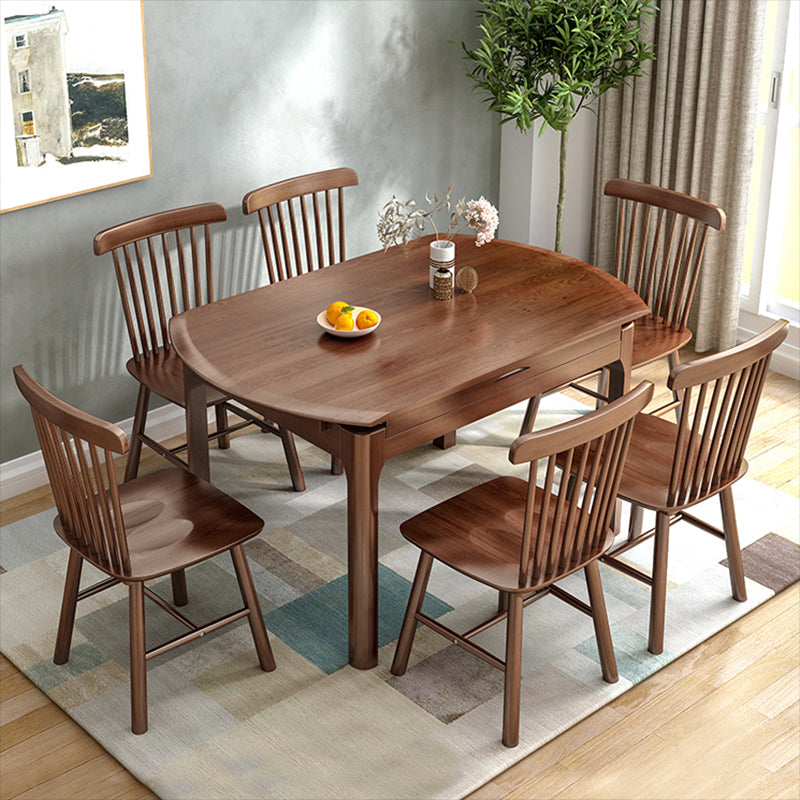 Moderne ronde uittrekbare eettafel van rubberhout met 4 poten