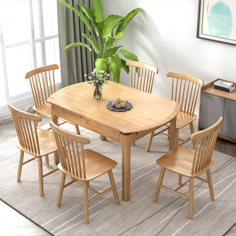 Moderne ronde uittrekbare eettafel van rubberhout met 4 poten