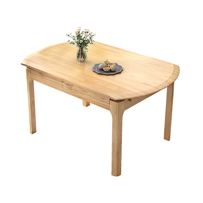 Moderne ronde uittrekbare eettafel van rubberhout met 4 poten