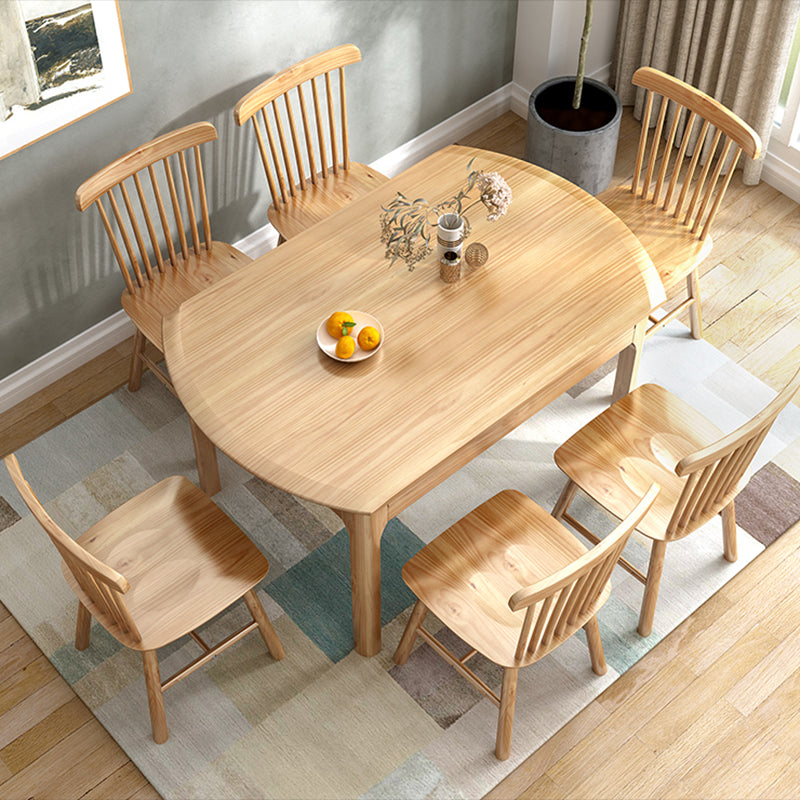 Moderne ronde uittrekbare eettafel van rubberhout met 4 poten
