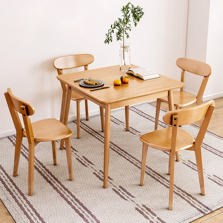 Modern Square Natural Rubberwood Space Saving Dining Table with 4 Legs Clearhalo 'Dining Tables & Seating' 'Dining Tables' 'dining_table' 'furn' 'furn_dining_table' 'Furniture' 'Kitchen & Dining Furniture' 7777893