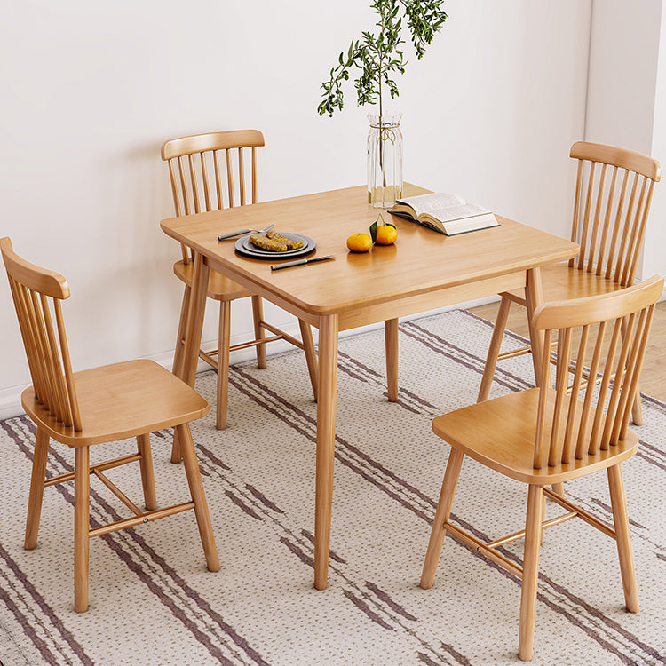Modern Square Natural Rubberwood Space Saving Dining Table with 4 Legs Clearhalo 'Dining Tables & Seating' 'Dining Tables' 'dining_table' 'furn' 'furn_dining_table' 'Furniture' 'Kitchen & Dining Furniture' 7777895