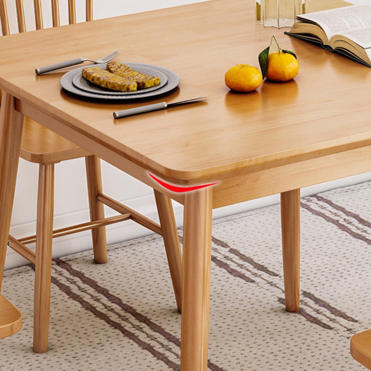 Modern Square Natural Rubberwood Space Saving Dining Table with 4 Legs Clearhalo 'Dining Tables & Seating' 'Dining Tables' 'dining_table' 'furn' 'furn_dining_table' 'Furniture' 'Kitchen & Dining Furniture' 7777896