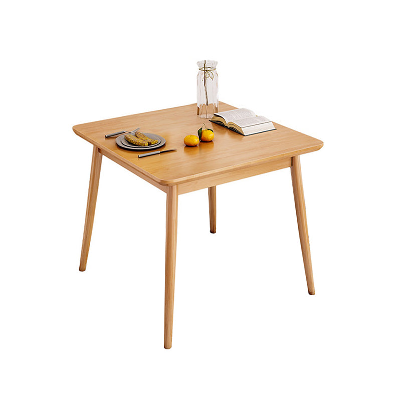 Modern Square Natural Rubberwood Space Saving Dining Table with 4 Legs Without Chairs Clearhalo 'Dining Tables & Seating' 'Dining Tables' 'dining_table' 'furn' 'furn_dining_table' 'Furniture' 'Kitchen & Dining Furniture' 7777897