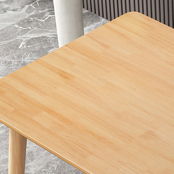Modern Square Natural Rubberwood Space Saving Dining Table with 4 Legs Clearhalo 'Dining Tables & Seating' 'Dining Tables' 'dining_table' 'furn' 'furn_dining_table' 'Furniture' 'Kitchen & Dining Furniture' 7777899