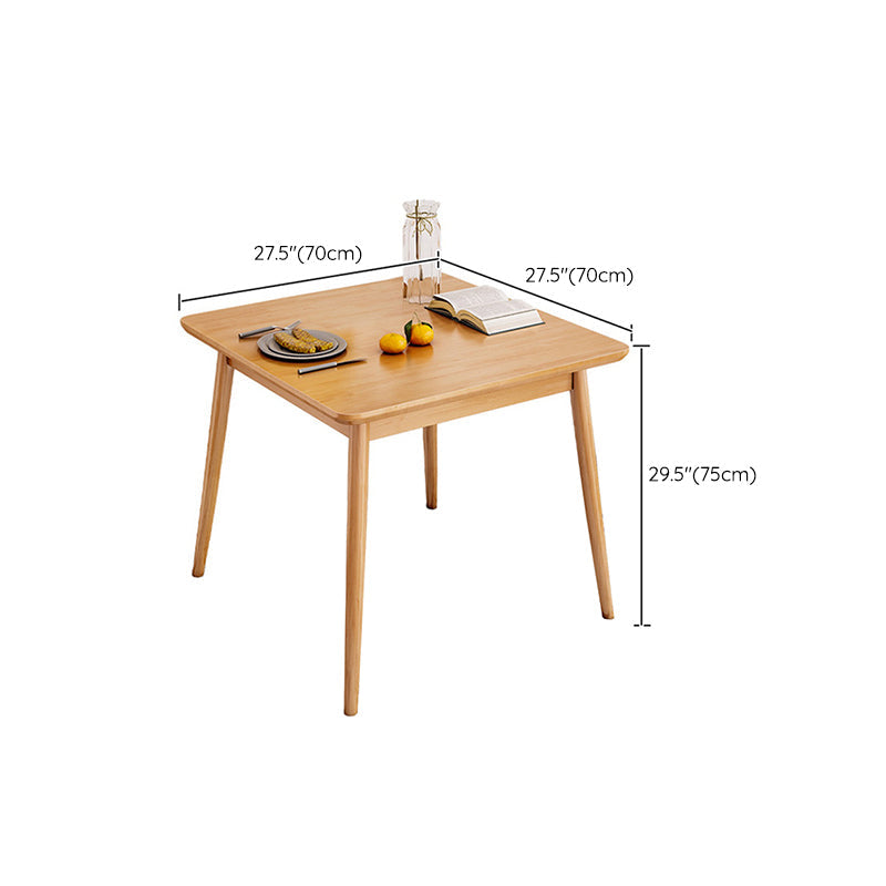 Modern Square Natural Rubberwood Space Saving Dining Table with 4 Legs Clearhalo 'Dining Tables & Seating' 'Dining Tables' 'dining_table' 'furn' 'furn_dining_table' 'Furniture' 'Kitchen & Dining Furniture' 7777904