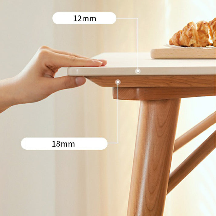 Table à manger rectangulaire blanche contemporaine avec des pattes en bois massif