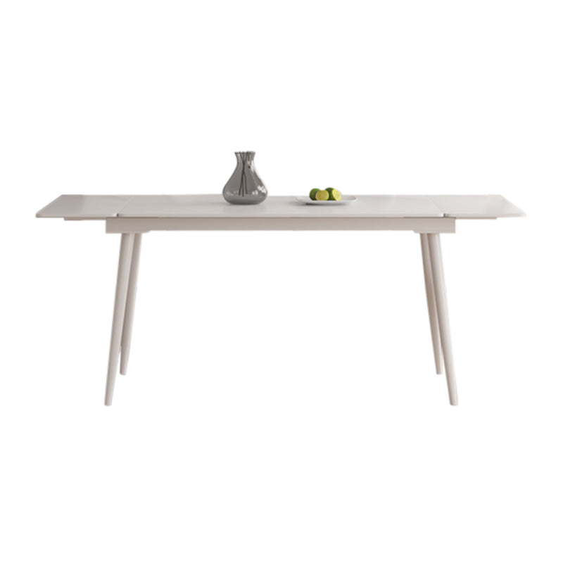 Contemporary Extendable Rectangular White Dining Table with 4 Foot Without Chairs Clearhalo 'Dining Tables & Seating' 'Dining Tables' 'dining_table' 'furn' 'furn_dining_table' 'Furniture' 'Kitchen & Dining Furniture' 7777935