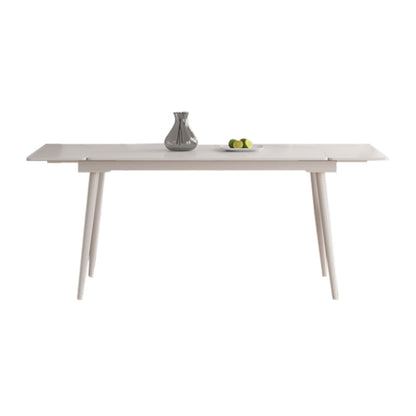 Contemporary Extendable Rectangular White Dining Table with 4 Foot Without Chairs Clearhalo 'Dining Tables & Seating' 'Dining Tables' 'dining_table' 'furn' 'furn_dining_table' 'Furniture' 'Kitchen & Dining Furniture' 7777935