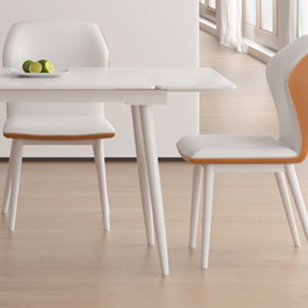 Contemporary Extendable Rectangular White Dining Table with 4 Foot Clearhalo 'Dining Tables & Seating' 'Dining Tables' 'dining_table' 'furn' 'furn_dining_table' 'Furniture' 'Kitchen & Dining Furniture' 7777939