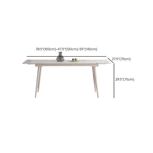 Contemporary Extendable Rectangular White Dining Table with 4 Foot