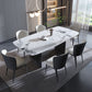 Contemporary Rectangle Sintered Stone Top and Metal Base Dining Table with Chairs