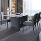 Contemporary Rectangle Sintered Stone Top and Metal Base Dining Table with Chairs