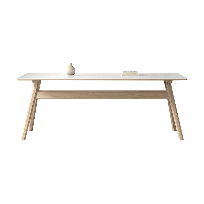 Table à manger de base en bois à frêne en pierre fritrée contemporaine avec chaises
