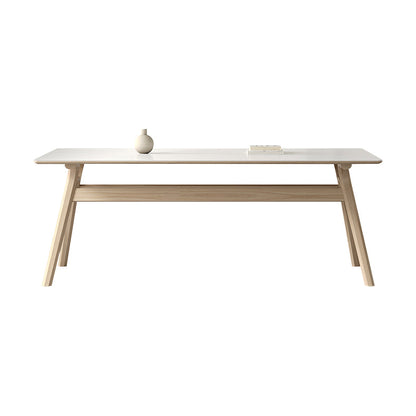 Table à manger de base en bois à frêne en pierre fritrée contemporaine avec chaises