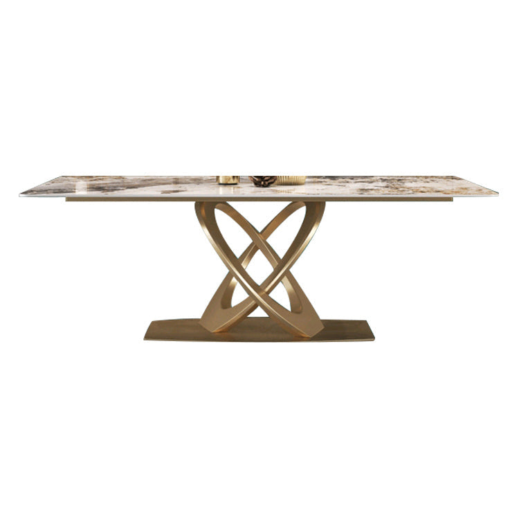 椅子付きのグラムスタイルの焼結石トップメタルベースダイニングテーブル