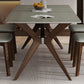 Contemporary Sintered Stone Top Wooden Base Dining Table with Chairs