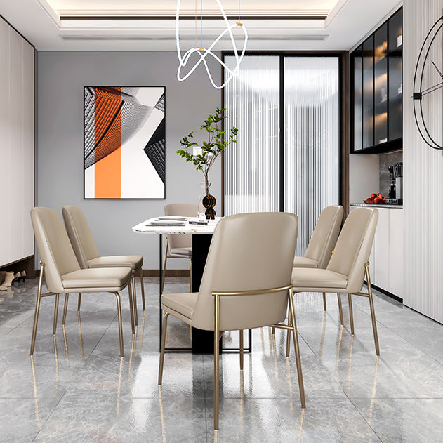 Faux Cuero y Metal Con comedor sin brazo y acento contemporáneo