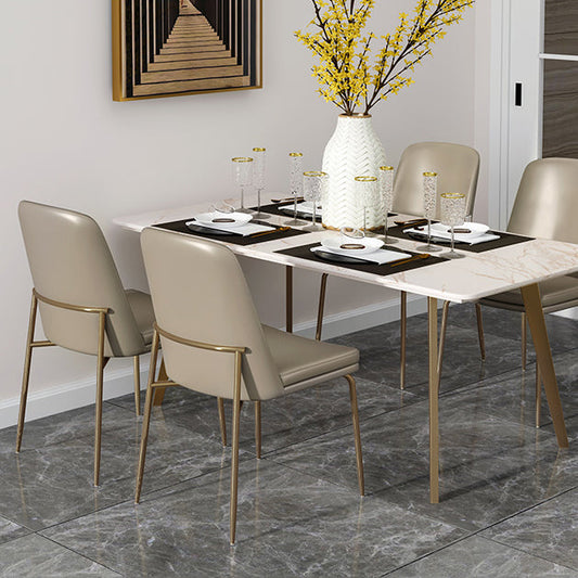 Faux Cuero y Metal Con comedor sin brazo y acento contemporáneo