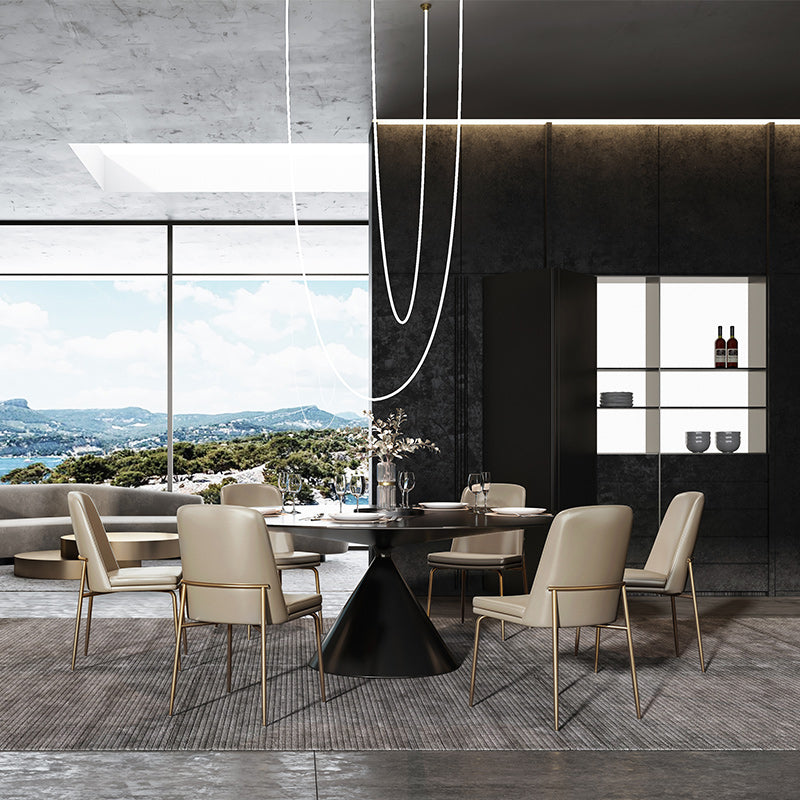 Faux Cuero y Metal Con comedor sin brazo y acento contemporáneo